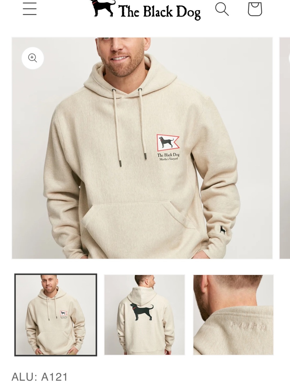 The Black Dog Men's Cream Pullover Hoodie with Logo